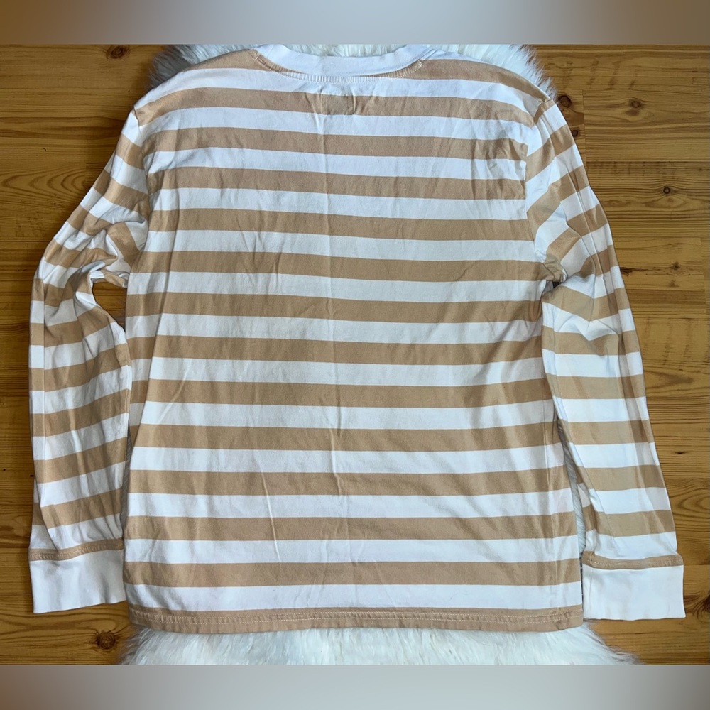 Guess Tan and White Striped Long Sleeved Shirt Men’s Size Small - Picture 5 of 9